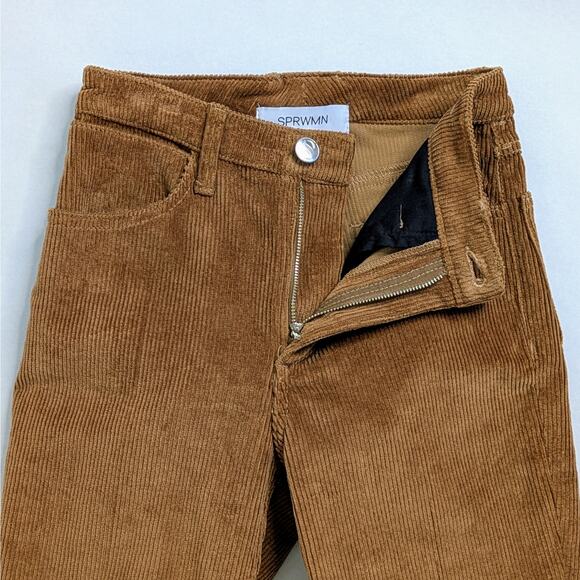 SPRWMN Corduroy Pants 23 Brown Micro Flare High Rise Wide Wale Stretch - Picture 5 of 10
